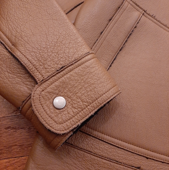 Barneys New York Tan  Leather Jacket - Picture 6 of 12